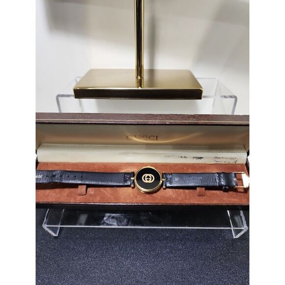 Vintage Gucci 2000L 18K plated Gold Enamel Stack Watch - Picture 7 of 11